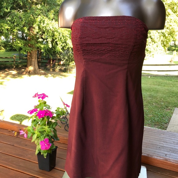 Burgundy strapless dress size 6 CDC Petites Caren - Picture 2 of 11